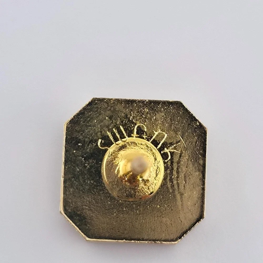 Vintage SWANK Tie Tack Clip Cufflink Set Diamond Cut Border Silver Gold Tone
